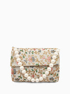 Embroidered Fold Cover Clutch