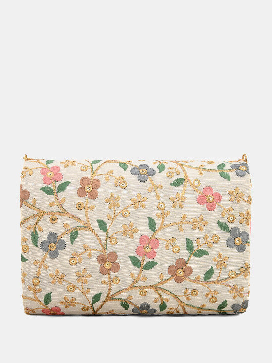 Embroidered Fold Cover Clutch