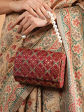 Embroidered Fold Cover Hand Clutch