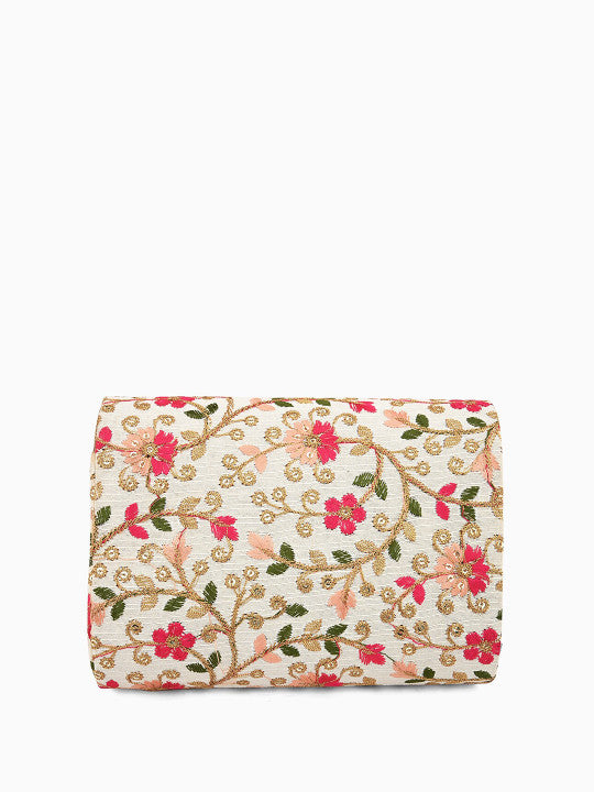 Embroidered Fold Cover Clutch