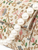 Embroidered Fold Cover Clutch