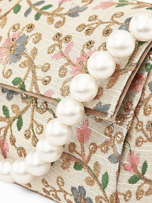 Embroidered Fold Cover Clutch